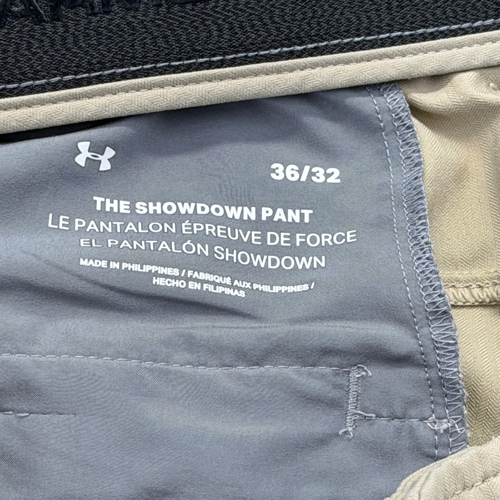Under Armour Pants Mens 36x32 Tan Showdown Pant Golf Performance Stretch Khaki - Picture 8 of 14